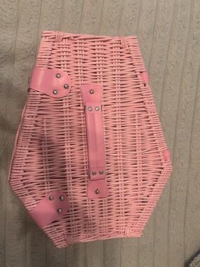 Dolls Kill Pink Wicker Coffin Picnic Basket
